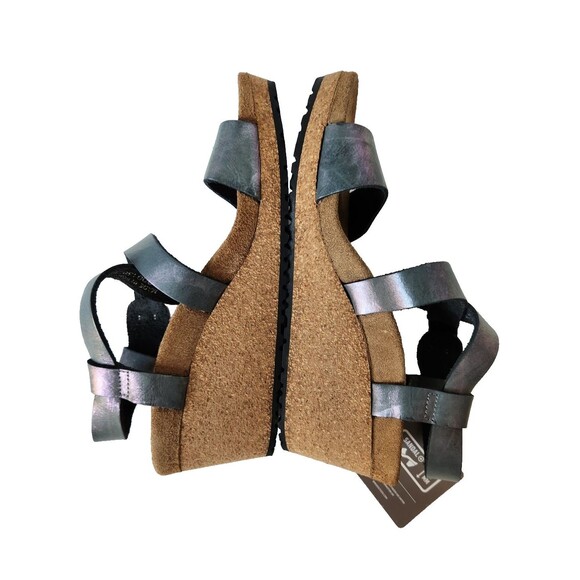 Papillio Birkenstock Sibyl Nubuck Wedge Sandals 38 US 7.5-8 Metallic Black - Picture 11 of 16